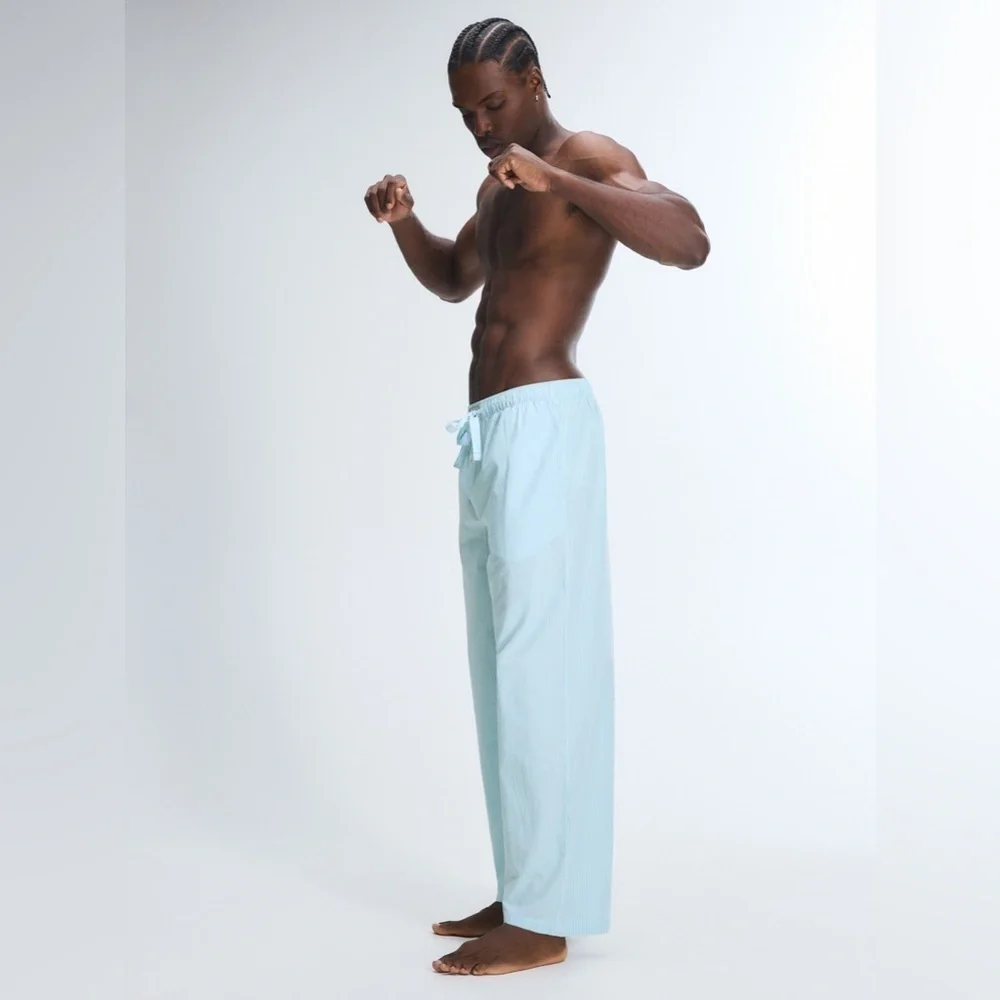NEW Savage x Fenty Kickback Casual Cotton Pajama Pants Blue White Large NWT